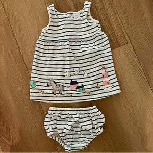 Starting Out Baby Girls 12 Month Animal Stripe Fit-And-Flare Dress and bloomers